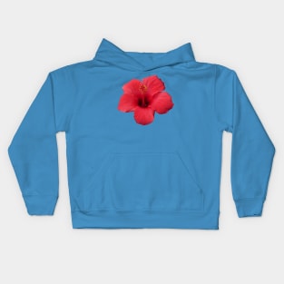 Stunning Red Hibiscus Tropical Flower Cut Out Kids Hoodie